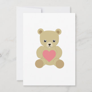 Traditional Teddy Bear with Heart Card