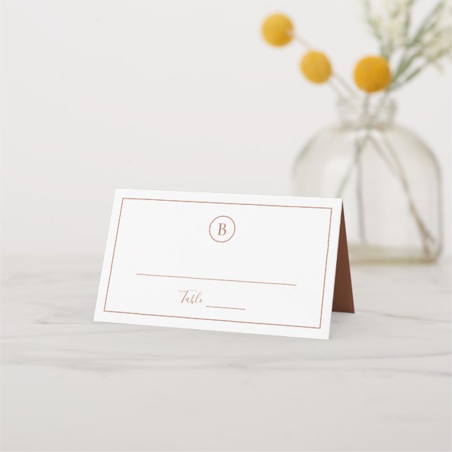 Traditional Terracotta Elegant Wedding Place Card (Front)