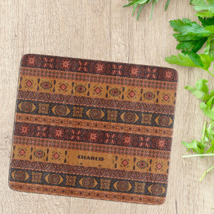 Traditional Terracotta Ethnic Tribal Boho Pattern Cutting Board