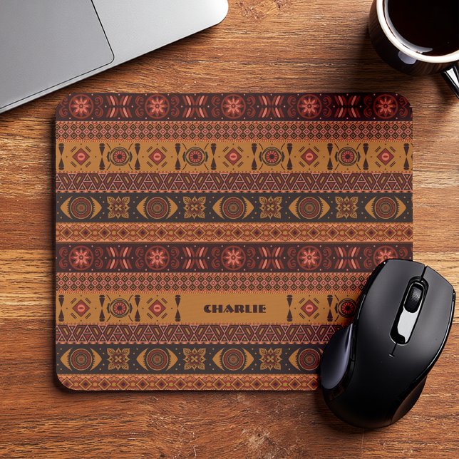 Traditional Terracotta Ethnic Tribal Boho Pattern Mouse Pad (Creator Uploaded)