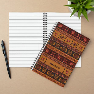 Traditional Terracotta Ethnic Tribal Boho Pattern Notebook