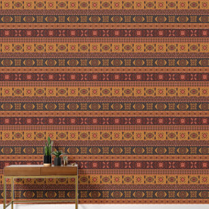 Traditional Terracotta Ethnic Tribal Boho Pattern Wallpaper