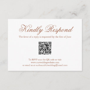 Traditional Terracotta Formal QR Code Wedding RSVP Card