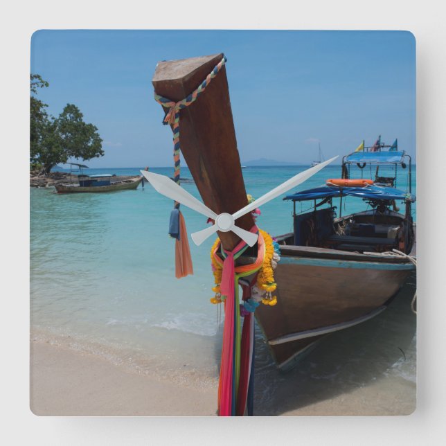Traditional Thai Boat Square Wall Clock (Front)