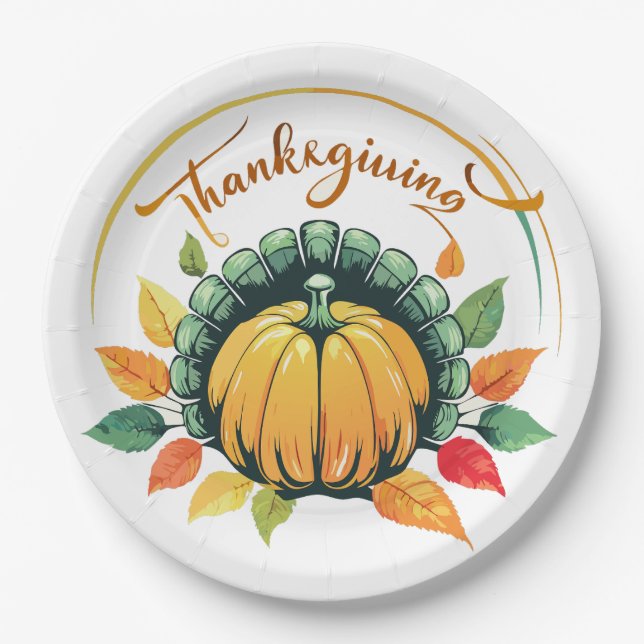 Traditional Thanksgiving Design Paper Plate (Front)