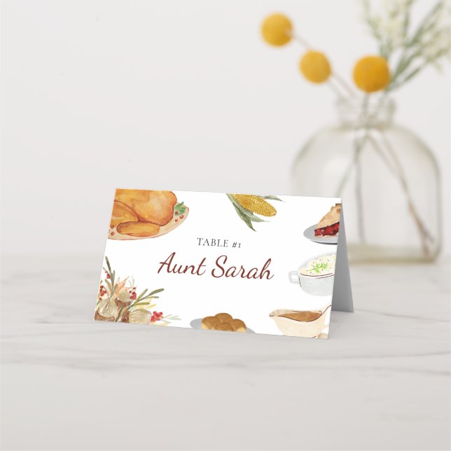 Traditional Thanksgiving Dinner Table Placecards (Front)