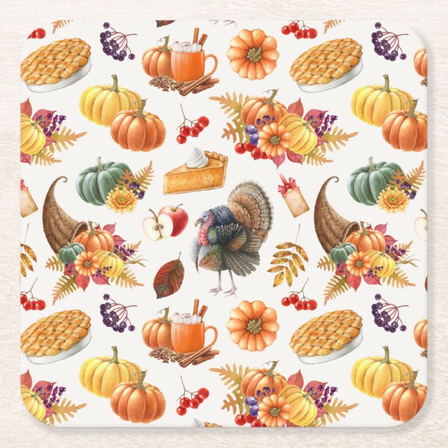 Traditional Thanksgiving Paper Coaster (Front)