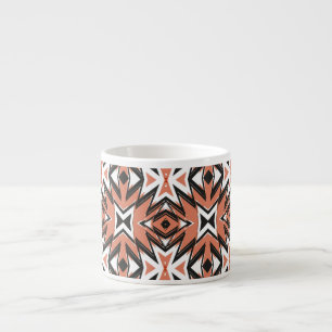 Traditional tile, ethnic coral geometric. espresso cup