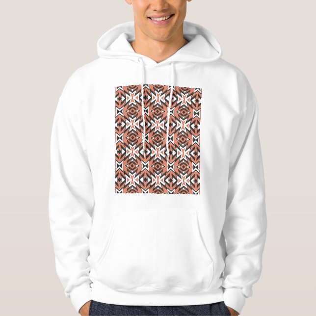 Traditional tile, ethnic coral geometric. hoodie (Front)