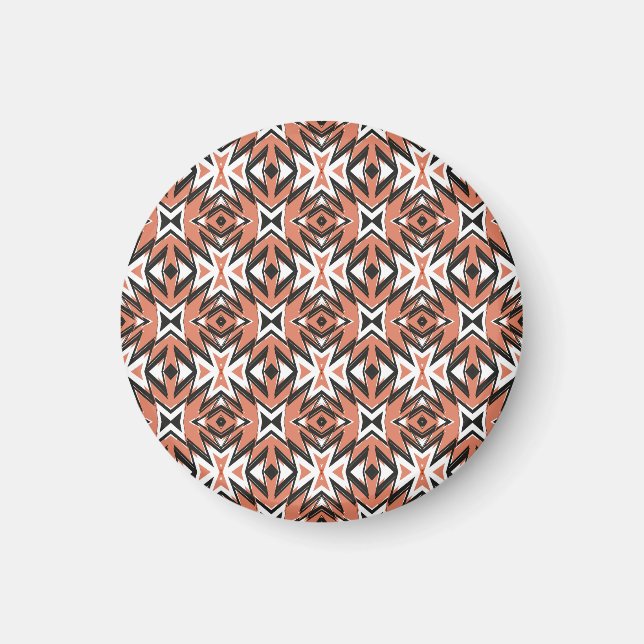 Traditional tile, ethnic coral geometric. magnet (Front)