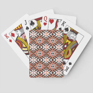 Traditional tile, ethnic coral geometric. playing cards