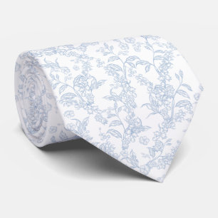 Traditional Toile-De-Jouy Chinoiserie Pattern Tie