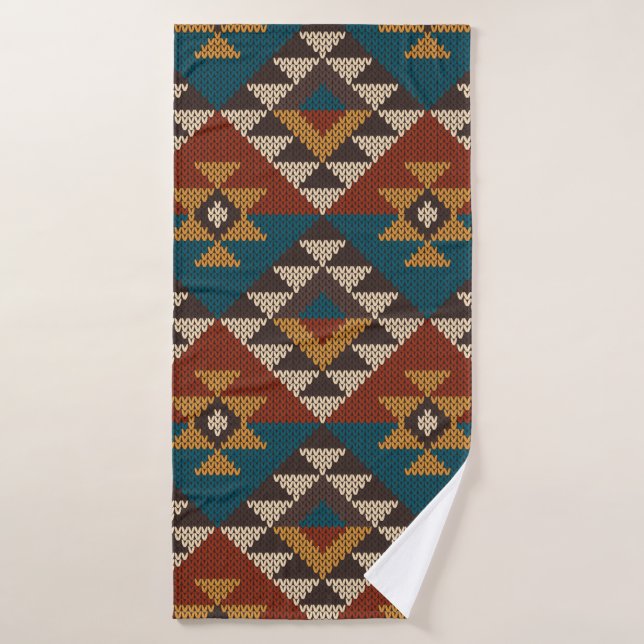 Traditional Tribal Aztec seamless pattern on the w Bath Towel (Bath Towel)