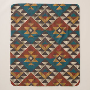 Traditional Tribal Aztec seamless pattern on the w Sherpa Blanket