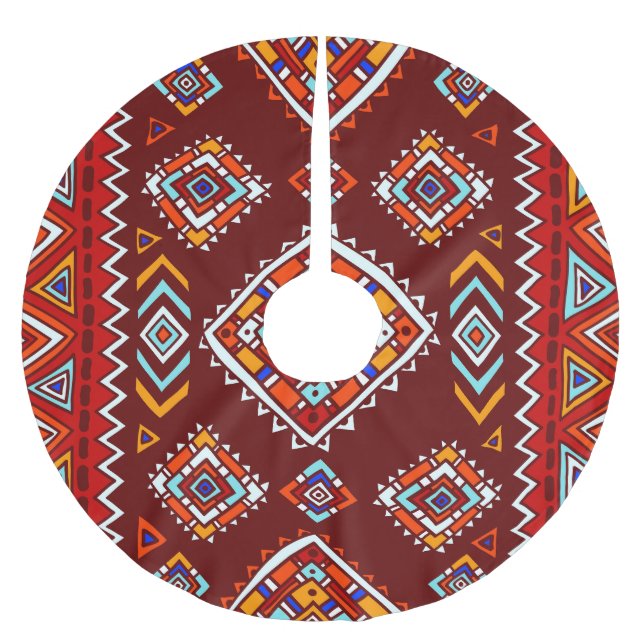 Traditional tribal, ethnic seamless texture. brushed polyester tree skirt (Front)