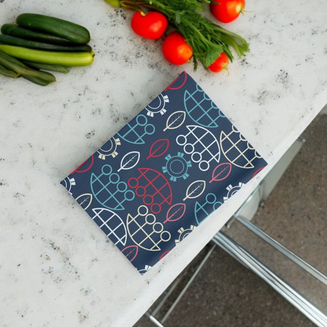 Traditional Tribal Pattern Art Tea Towel (Kitchen Towel)