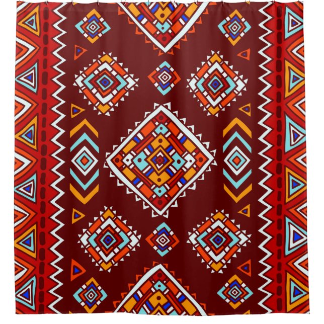 Traditional tribal pattern in ethnic style shower curtain (Front)