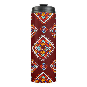 Traditional tribal pattern in ethnic style thermal tumbler