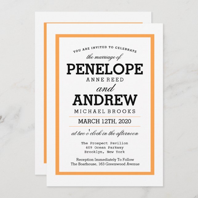 Traditional Typography Wedding Invitations (Front/Back)