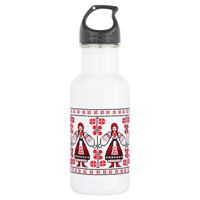 Traditional Ukrainian embroidery ukraine girls 532 Ml Water Bottle (Front)