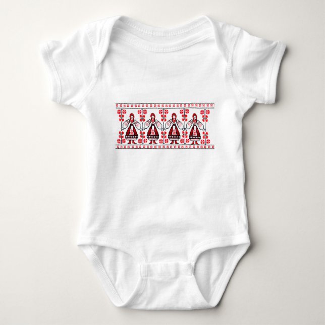 Traditional Ukrainian embroidery ukraine girls Baby Bodysuit (Front)