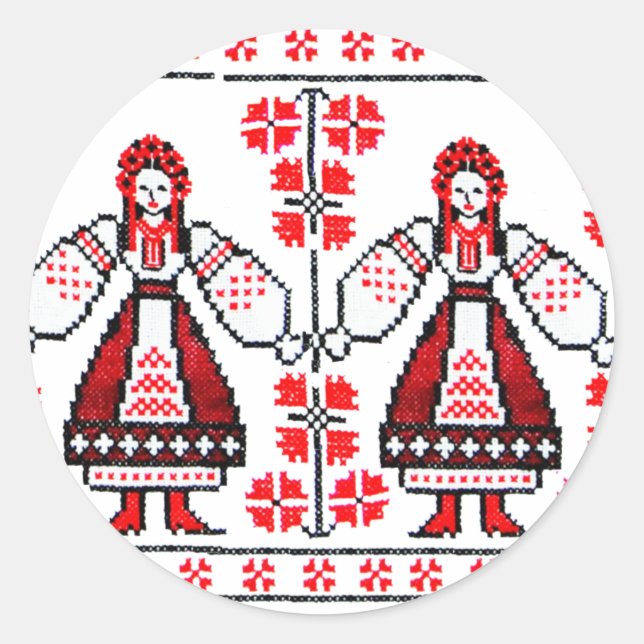 Traditional Ukrainian embroidery ukraine girls Classic Round Sticker (Front)