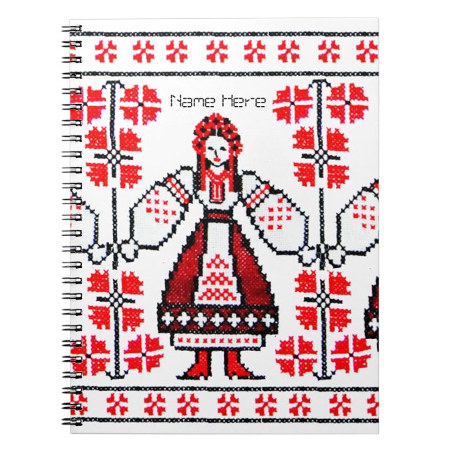 Traditional Ukrainian embroidery ukraine girls Spiral Notebook (Front)