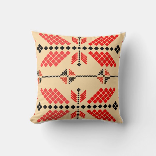 Traditional Ukrainian Folk Art Throw Pillow (Front)