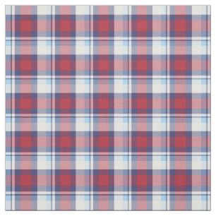 Traditional USA Red White Blue Tartan Pattern Fabric