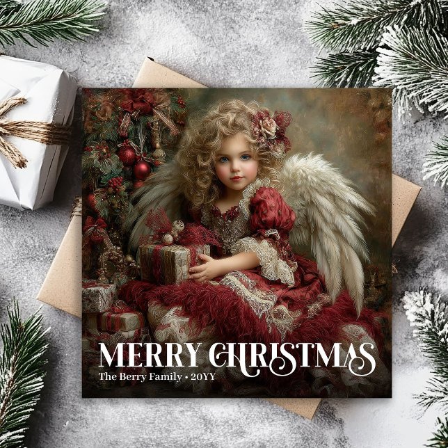 Traditional Victorian Angel Burgundy Red Gold Card (Traditional Victorian Angel Burgundy Red Gold Card)