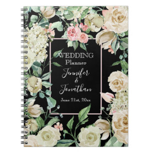 Traditional Victorian White Rose Wedding Planner Notebook