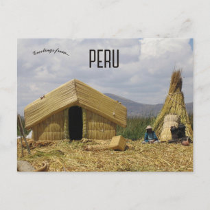 Traditional Village Lake Titicaca Peru Postcard