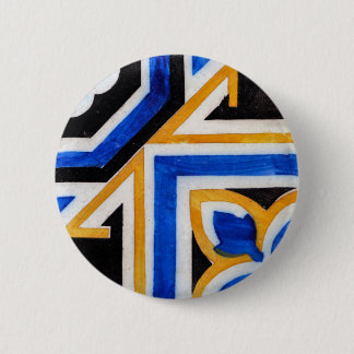 traditional vintage azulejo mosaic tile Portugal 6 Cm Round Badge