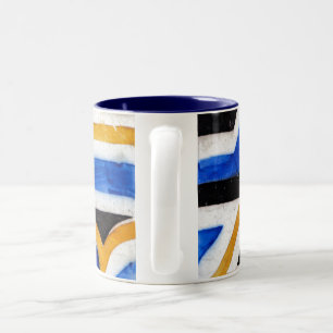 traditional vintage azulejo mosaic tile Portugal Two-Tone Coffee Mug