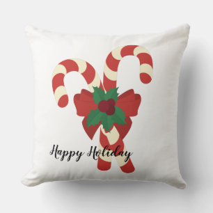 Traditional vintage candy cane red and white xmas cushion