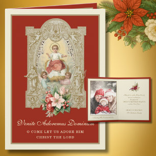 Traditional Vintage Catholic Christmas Photo Holiday Card