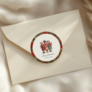 Traditional Vintage Christmas Classic Round Sticker