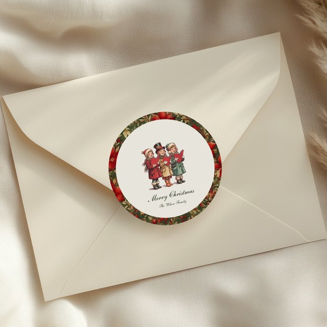 Traditional Vintage Christmas Classic Round Sticker (Creator Uploaded)