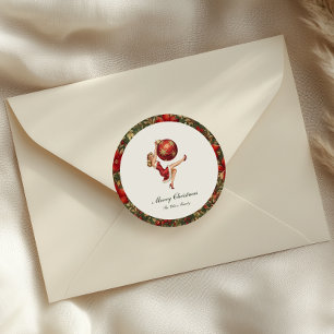 Traditional Vintage Christmas Classic Round Sticker