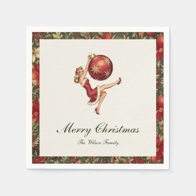 Traditional Vintage Christmas Napkin (Front)