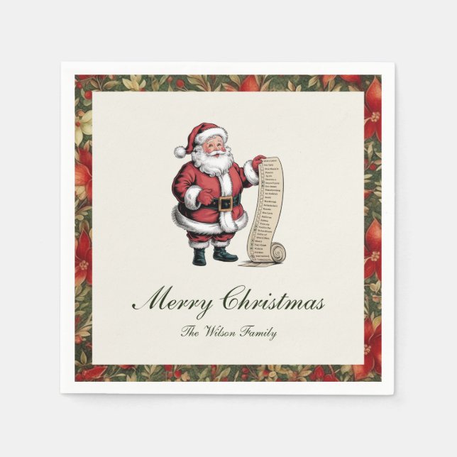 Traditional Vintage Christmas Napkin (Front)