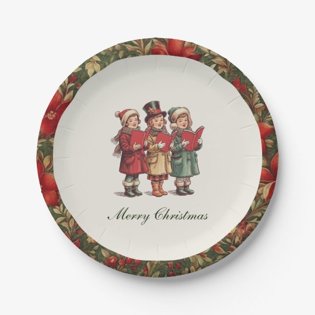 Traditional Vintage Christmas Paper Plate (Front)