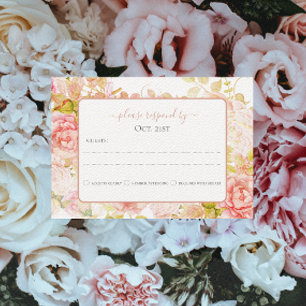 Traditional Vintage Floral Pink Roses RSVP Card
