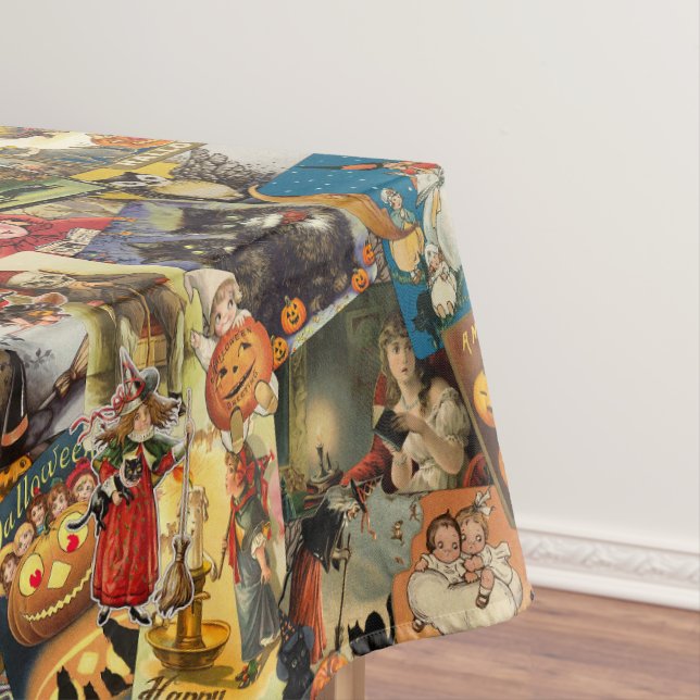 Traditional Vintage Halloween Decoupage Tablecloth (In Situ)