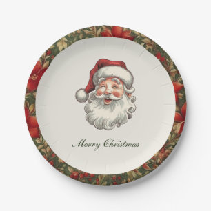Traditional Vintage Santa Claus Christmas Paper Plate