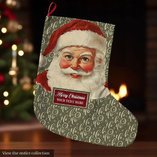 Traditional Vintage Santa Claus Stocking Holiday
