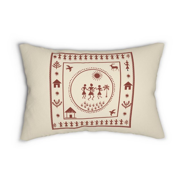 Traditional Warli Art Pillow Case (Creator Uploaded)
