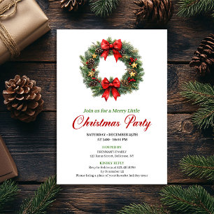 Traditional Watercolor Christmas Wreath Invite
