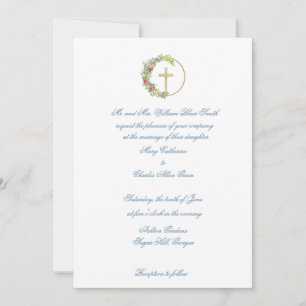 Traditional Wedding Invitation Wooden Cross Floral