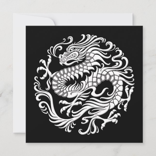 Traditional White and Black Chinese Dragon Circle (Front)